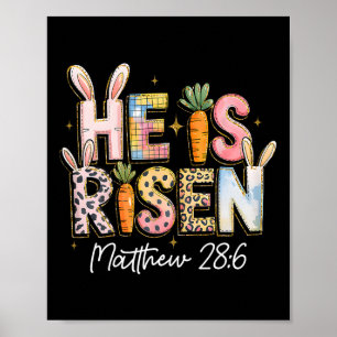 Póster Él ha resucitado Jesús cristiano Feliz Pascua niño