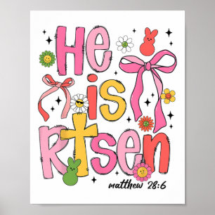 Póster Él ha resucitado Jesús cristiano Feliz Pascua niño