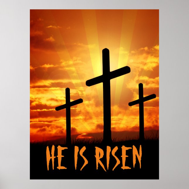Póster Él ha resucitado Mateo 28:6 Pascua (Frente)