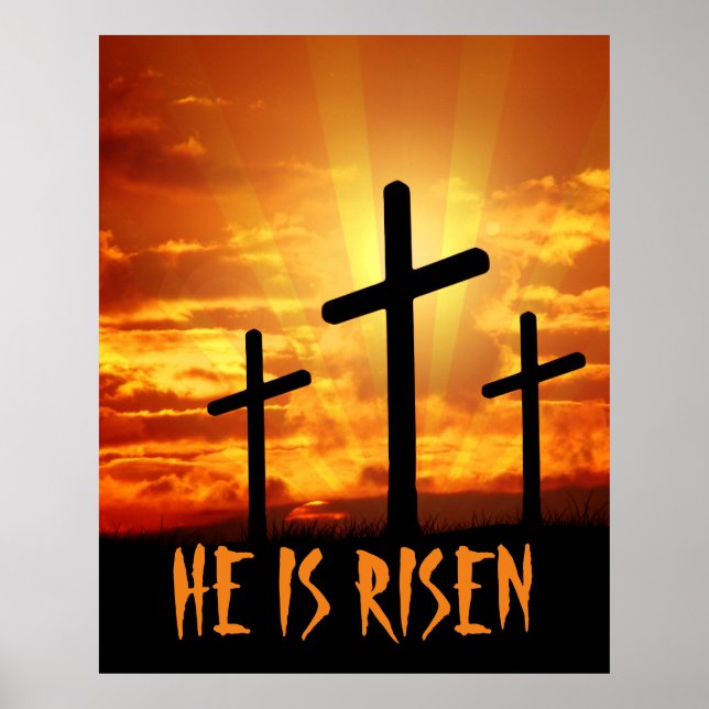 Póster Él ha resucitado Mateo 28:6 Pascua (Frente)