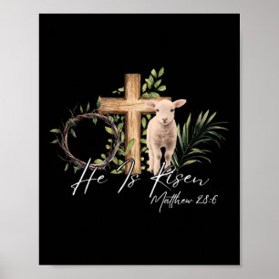 Póster Él ha resucitado oveja cordero cruz Jesús cristian