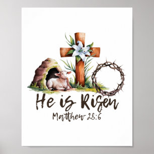 Póster Él ha resucitado oveja cordero cruz Jesús cristian