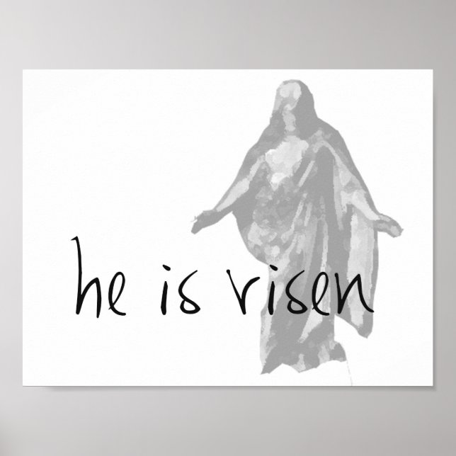 Póster él ha resucitado pascua lds moderno negro blanco (Frente)