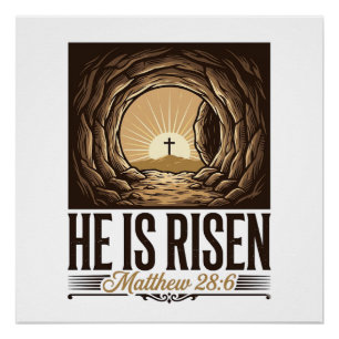 Póster Él ha resucitado Tumba de Pascua Cruz Camiseta cri