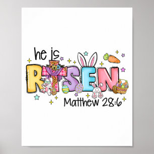 Póster Él ha resucitado Versículo de la Biblia cristiana