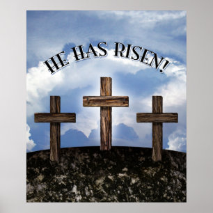 Póster Él ha subido 3 cruces rugosas