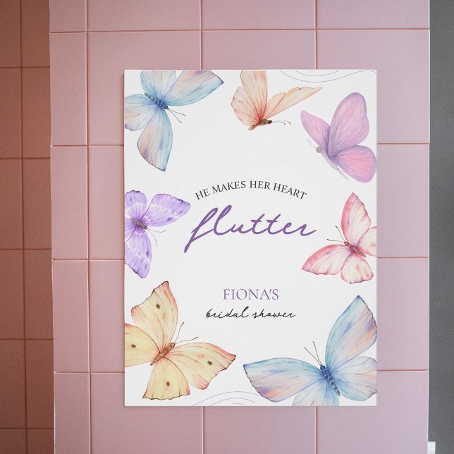 Póster Él hace que su corazón se revolque | Elegante duch (he makes her heart flutter bridal shower invitation)