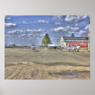 Póster El hacer frente parqueado avión de HDR adelante