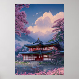 Póster El Haven japonés a orillas del lago