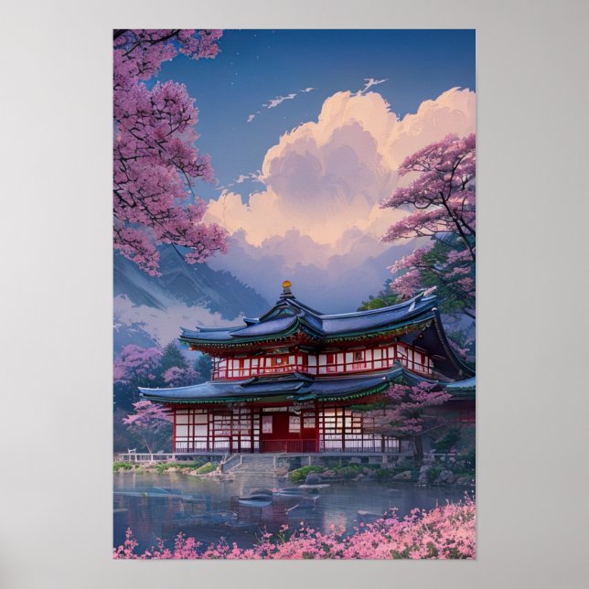 Póster El Haven japonés a orillas del lago (Frente)