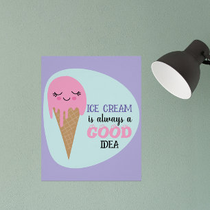 Póster El Helado Sonriente Cuto Es Siempre Una Buena Cita