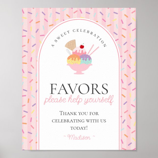 Póster El helado Sundae favorece el Rótulo (Frente)