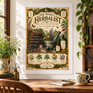 Póster El Herbolario Familiar Botica Botánica Vintage 