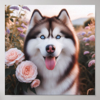 Póster el hermoso Husky Siberiano con los ojos torpes