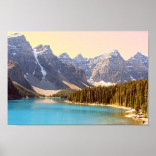 Póster El hermoso lago Moraine y las montañas de Canadá
