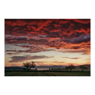 Póster El hermoso paisaje del cielo rojo