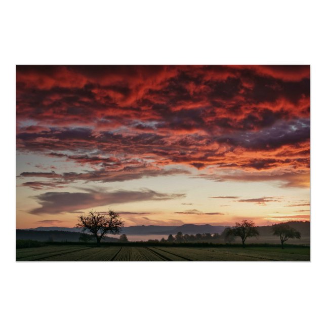 Póster El hermoso paisaje del cielo rojo (Anverso)