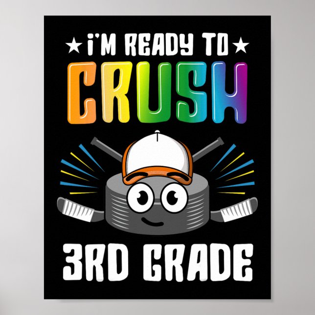 Póster El hockey de tercer grado vuelve a la escuela niño (Frente)