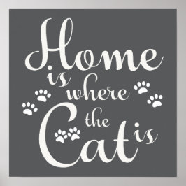 Póster El hogar es donde el gato es los pequeños pájaros