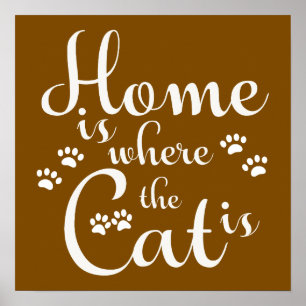 Póster El hogar es donde el gato es los pequeños pájaros