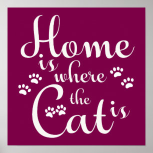 Póster El hogar es donde el gato es los pequeños pájaros