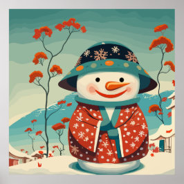 Póster El hombre de nieve con un kimono a los Navidades