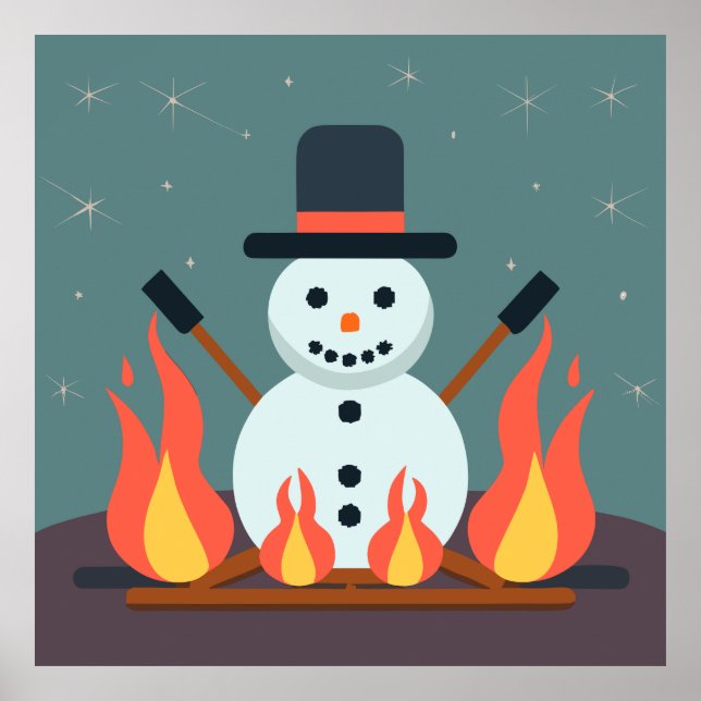 Póster El hombre de nieve en el camping (Frente)