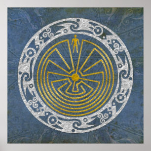 Póster El hombre en el laberinto - plata dorada ornamenta