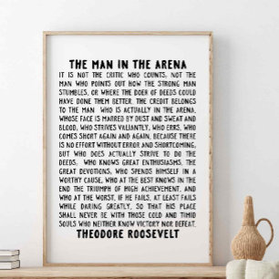 Póster El Hombre En La Arena, Citando Theodore Roosevelt