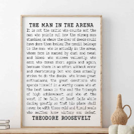 Póster El Hombre En La Arena, Citando Theodore Roosevelt
