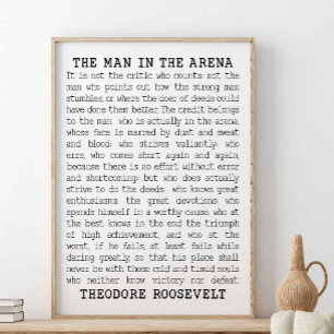 Póster El Hombre En La Arena, Citando Theodore Roosevelt