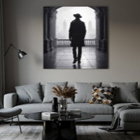 El hombre en la niebla de la ciudad
