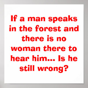 Póster El hombre habla en el poster del bosque - chiste