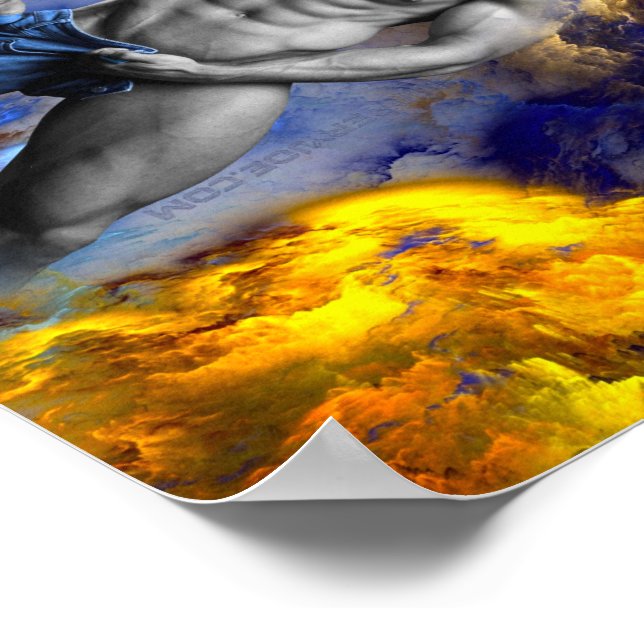 Póster El hombre musculoso de SlipperyJoe camisón vapor (Esquina)