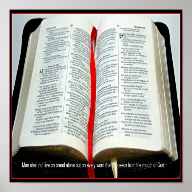 Póster El hombre no vivirá con pan poster cristiano (Frente)
