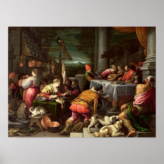 Póster El hombre rico y Lázaro, 1590-95 (Frente)