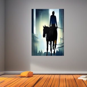 Póster El hombre y el caballo en la ciudad   Poster de ar