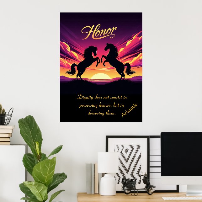 Póster El honor se eleva con la audaz gracia del atardece (Oficina en casa)
