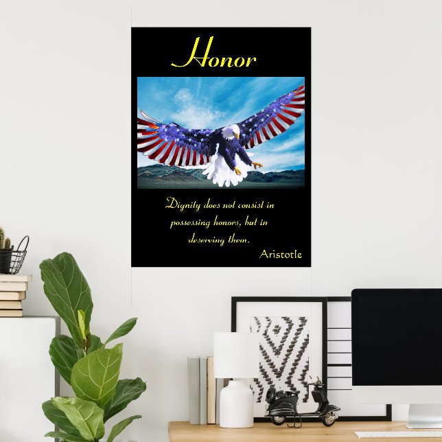 Póster El honor vuela alto con sabiduría y orgullo (Oficina en casa)