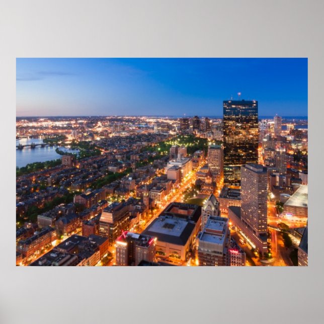 Póster El horizonte de Boston al atardecer (Frente)