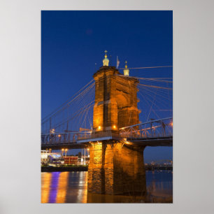 Póster El horizonte de Cincinnati, Ohio, EE. UU. al anoch