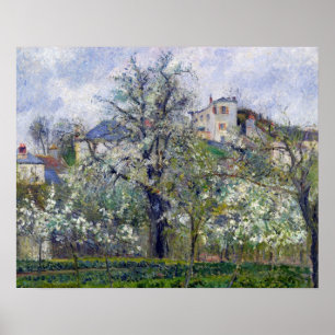 Póster El huerto con los árboles en flor
