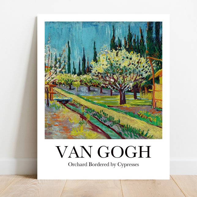 Póster El huerto rodeado de cipreses por Vincent van Gogh (Van Gogh's Sun-Kissed Orchard: Brighten your walls! High-quality art poster)