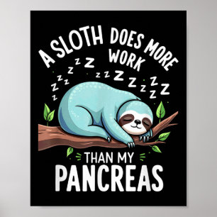 Póster El Humor T1d T2d Una Sloth Hace Más Trabajo Que Mi