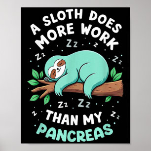 Póster El Humor T1d T2d Una Sloth Hace Más Trabajo Que Mi