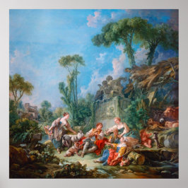 Póster el idílico paisaje rococó del francois boucher she