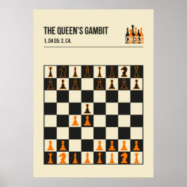 Póster El Ilustracion de Ajedrez Vintage de Queens Gambit