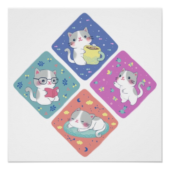 Póster El Ilustracion del día ocupado de Cute Kitty (Anverso)