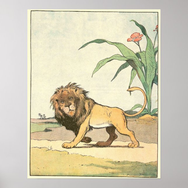 Póster El Ilustracion del libro de historias de leones (Frente)