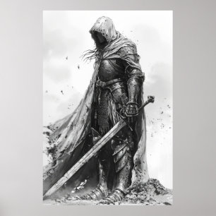 Póster El Ilustracion Fantasy Knight al estilo de Ian Mi